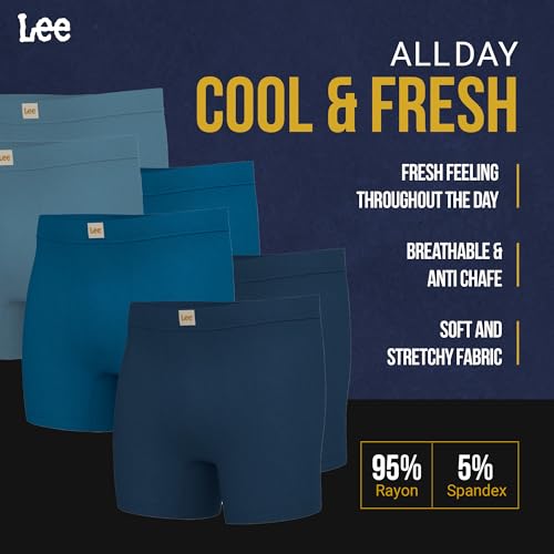 Lee Mens Boxer Briefs - Soft Cooling Mens Underwear, Moisture Wicking Breathable, Mutipack4