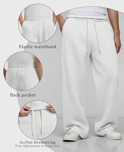 Image of Susclude Mens Lightweight Baggy Sweatpants Wide Leg Gym Lounge with Pockets | Wide Leg, Premium Cotton Blend, Inner /Outer Drawstring, 3 Pockets, Y2K Oversized, Breathable for Gym Lounge All Seasons