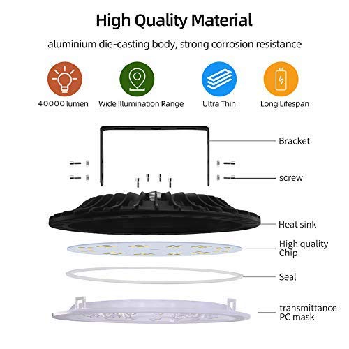 500W UFO LED Werkstattlampe – 50.000 Lumen, 6500K, IP65 – Superhell & Energieeffizient Für Hallen, Garagen, Lager