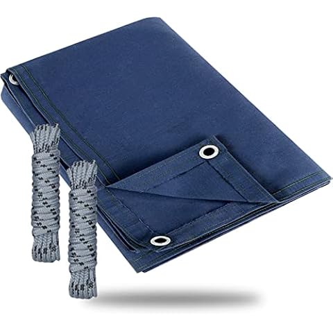 FoundGo Canvas Tarp 6'*8' Heavy Duty Waterproof Tarps with Grommets, UV Resistant, 22 Mil Tarpaulin,14 oz Durable Cloth Covers for Car, Roof, Boat, Camp, Canopy, Woodpile with Ropes.6'*8' Cover