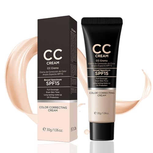 CC Cream with SPF 15, CC Cream Foundation Colour Correcting Cream, Anti-Redness and Colour Correcting, Lightweight Hydrating Formula, Imperfection-Covering Corrector, Medium Coverage Foundation