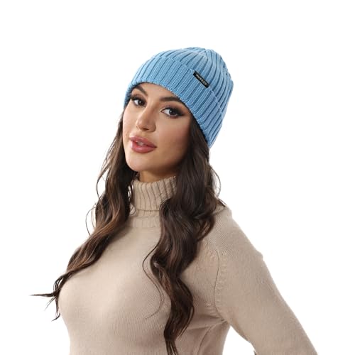 HUSG20 Knitted Beanie - Warm, Thick, 100% Wool Knit Winter