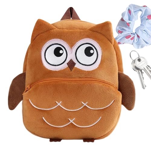 Generico Mochila preescolar para niñas - Bolso suave y ligero de 25 cm con búho de dibujos animados, mochila para niño, bolsa de escuela para niños resistente, para guardería, actividades preescolares