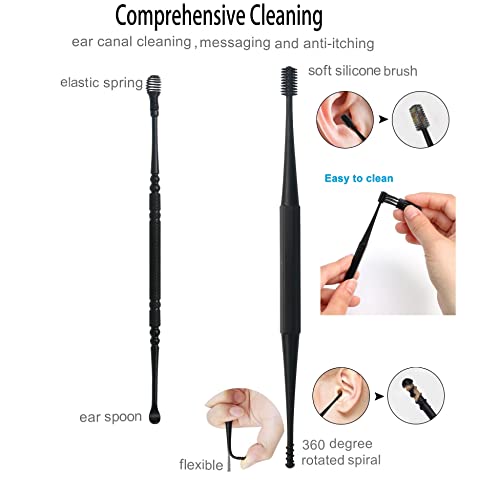 5Pcs Ear Wax Removal Kit Ear Cleaner Water Irrigation Syringe Replacement Tip Head Nozzle, Silicone Spiral Earwax Remover Picker, Stainless Steel Spring Ear Curette Spoon Pick Tool Cleaning Brush - Thumbnail 4