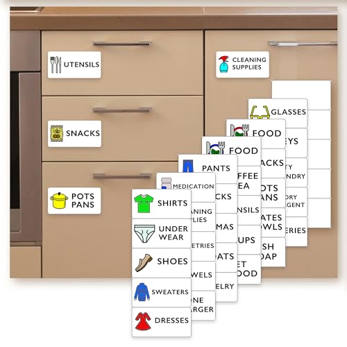 Dementia Reminder Labels & Stickers for Seniors – Easy-Peel Home Location Labels for Alzheimer’s & Memory Support – Drawer, Door & Room Reminder Set