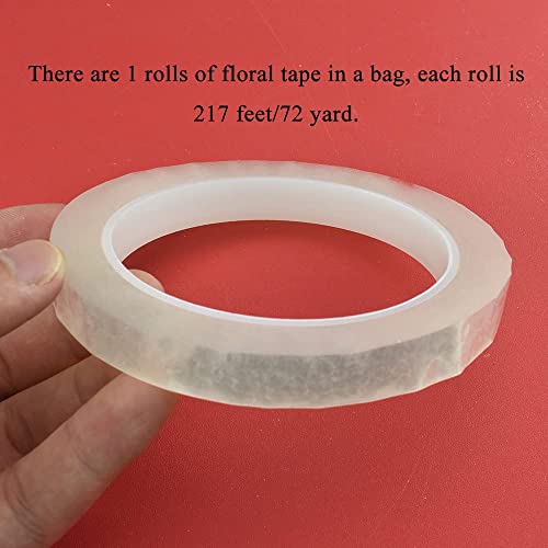 Hahiyo Clear 0.5Inch Wide (217Feet/72Yard Total) 1Rolls Floral Tape Waterproof Florist Tape Flower Wrap Adhesive Waterproof Decorative Tape For Bouquet Stem Wrapping Flower Arranging And Floral Craft #TOP5