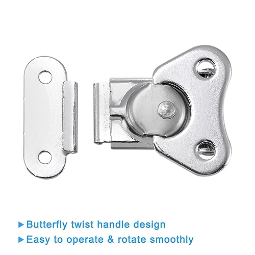 sourcing map Schmetterling Drehverschluß 4Stk 1.9 x 1.5 Eisen Federbelastete Knebelklemme für Kofferkasten Kistenverschluss Silber