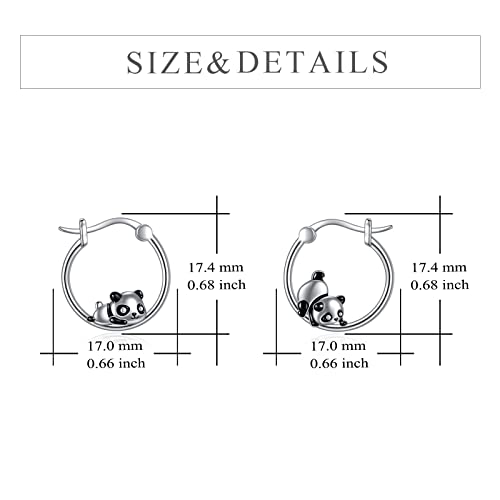 Panda Earrings For Women Girls Sterling Silver Small Animal Panda Hoop Earrings For Sensitive Ears Panda Jewelry Birthday Gifts #TOP4