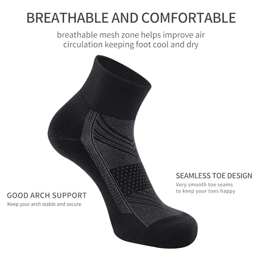 6 packs of men's ankle socks, cushioned running socks, breathable and non-slip (US, Numeric, 11, 13, Regular, Regular, Black Colors-02（6 Pairs/12 Pieces）)4