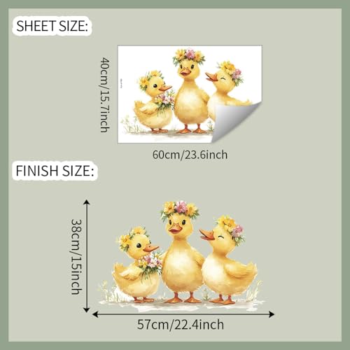Achang Vinilo Decorativo Patitos con Flores miniatura 2