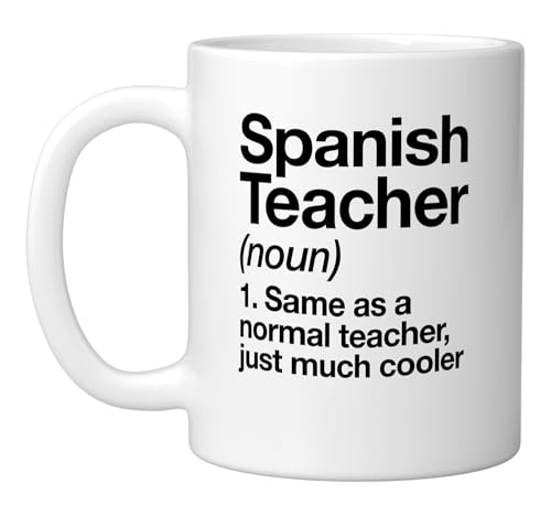Taza cerámica blanca divertida para profesor de español miniatura 1