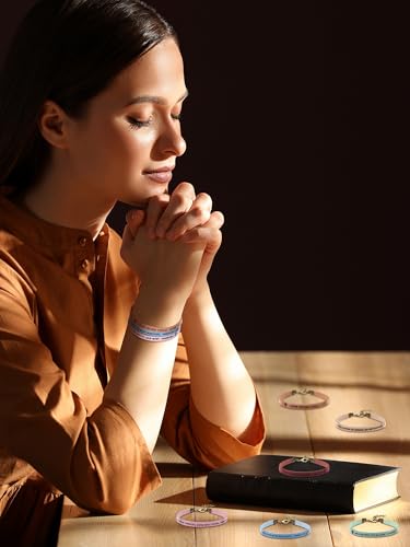 Image of Sureio 15 Pcs Christian Gift Bracelets for Women Men Inspirational Leather Religious Bible Verse God Faith Scripture Bracelet