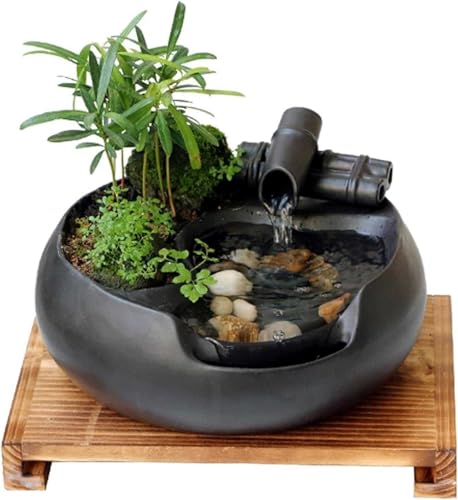 Fuente de agua eléctrica de escritorio, portátil, decorativa, zen, meditación, cascada, feng shui, para interiores y exteriores, hogar, oficina, relajación