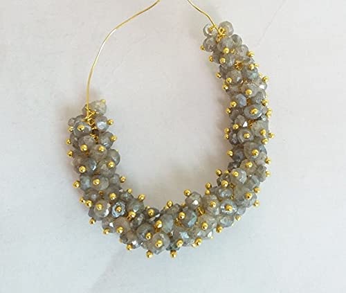 Labradorite mystique naturelle perles enroulées fil or 24K joaillerie
