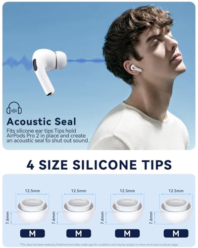 Image of 4 Pairs Replacement Ear Tips for AirPods Pro 2nd /1st (M-White) | (4 Size Medium)Silicone Ear Tips with Cleaner kit,Noise Reduction Holewith & Built-in dust Guard Screen