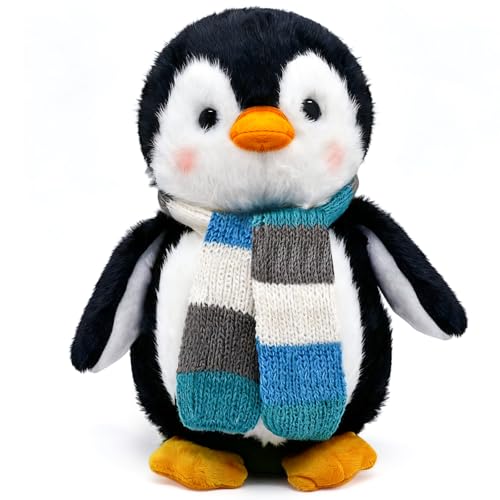 Bakalizoo 10'' Penguin Dolls with Scarf, Soft Stuffed Plush Animal Toys Plushies - Gifts for Kids Toddlers Birthday Christmas Day (Blue)