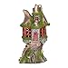 Exhart Woodland Tree House Solar Garden Statue - Resin Fairy Cottage w/Stone Steps, Red Door & Wall Windows, and Solar Accent Lights - Mini Fairy House Best as Garden Home Decor 7" L x 7" W x 12" H