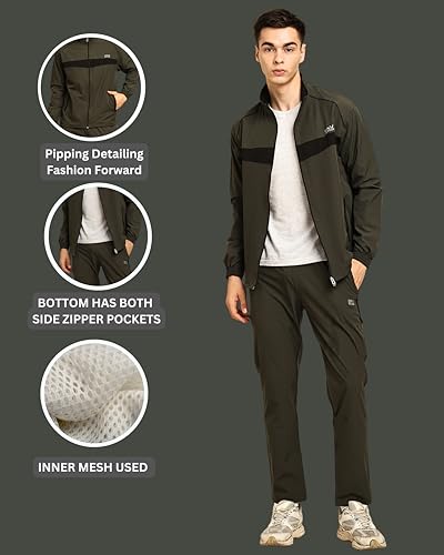Image of BW:Beatwide Men's Tracksuit NS Dot Terry Polyester Spandex Full Stretch | Track Suit for Man Winter Wear | Sports Track Suit for Men Gym Running, Workout