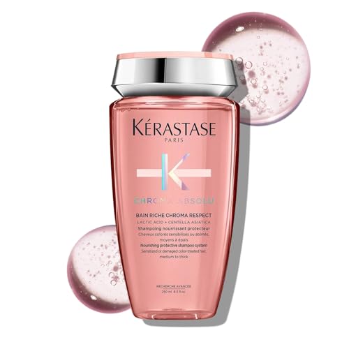 Image of Kerastase Chroma Absolu Riche Shampoo for Color-Treated Hair 250ml | Sulphate Free Colour Protect Shampoo | Medium to Thick Hair| Infused with 3 Restoring Acids and Centella Asiatica
