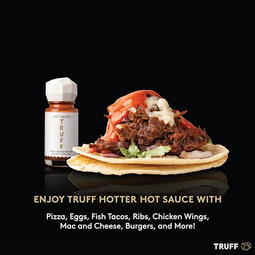 Image of TRUFF White Truffle Hot Sauce 4-Pack Mini Set, Portable Travel Bottles, White Truffle and Red Chili Peppers with Coriander, Gift Idea for the Hot Sauce Fans, (1.5 oz, Pack of 4)