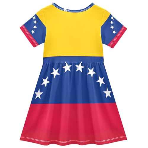 Venezuela Flag Toddler Dresses for Girls Floral Cute Sundress Summer Outfits Children Dress 2t2