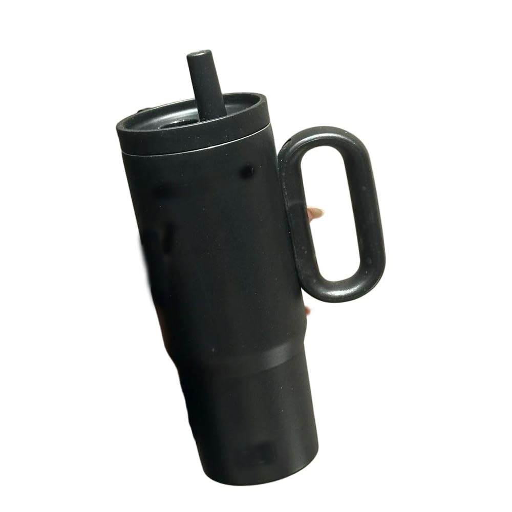 DYRBF - Vaso aislado al vacío de acero inoxidable de gran capacidad con asa y popote, taza de café a prueba de fugas con mango ergonómico, botella de agua sin BPA, compatible con portavasos de coche