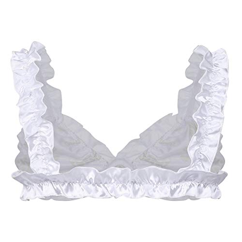 CHICTRY Men's Sissy Stain Bra Bralette Wire Free Bra Top Ruffles Girly Crossdress Underwear Black X-Large - Image 3