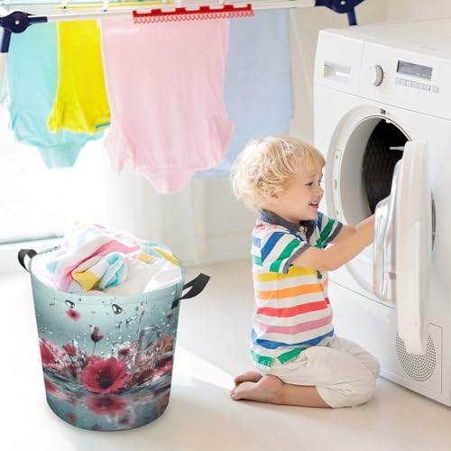 Panier à linge pour chambre à coucher déco fleurs d'eau - 7