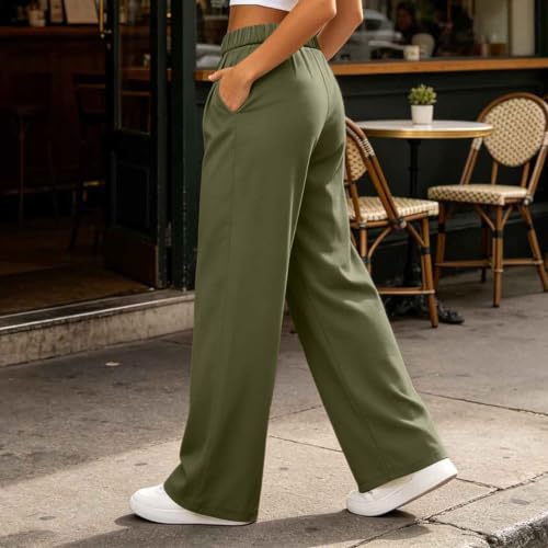 Womens Straight Wide Leg Dress Pants High Waisted Business Casual Trousers - image 3