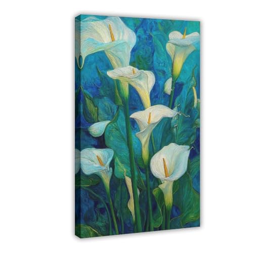 Peinture à l'huile lys Calla pour habiller un mur vide de salon