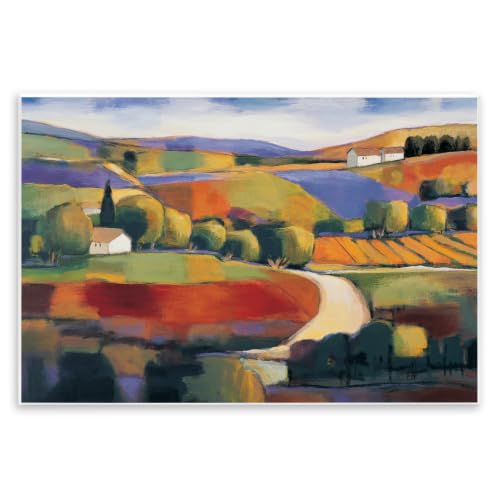 Modern Countryside Farm Town, 10 x 15 Inch Mounted Print on Wall Plaque