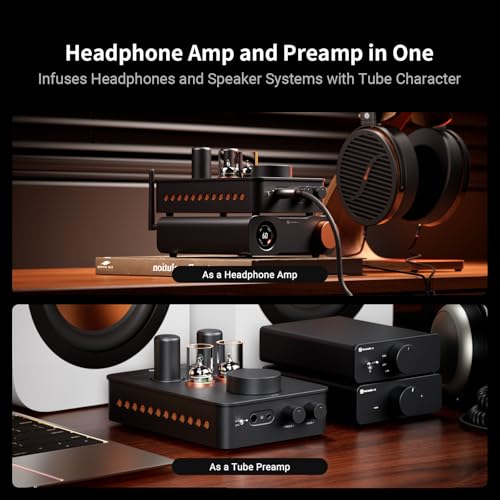 Image of Fosi Audio GR70 Tube Headphone Amp Preamp, Authentic Tube-Amplification with Vacuum 5654W*2 & 6AC7*2, Mini HiFi Preamplifier for Home Audio, 3.5mm & 6.35mm Jacks Supporting 16-300 ohms Impedance