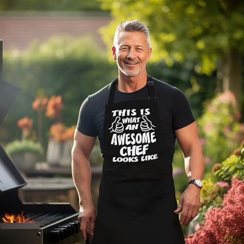 LINEN CLOSET® Bbq Aprons for Men Funny Aprons Awesome Chef Funny BBQ Cooking Novelty Apron with 2 Front Pockets -Awsome Chef Apron - Cosy Home Interiors LINEN CLOSET® Bbq Aprons for Men Funny Aprons Awesome Chef Funny BBQ Cooking Novelty Apron with 2 Front Pockets -Awsome Chef Apron - Image 3