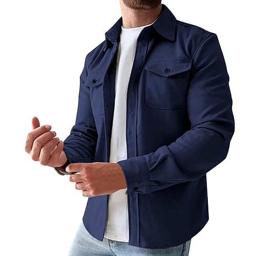 Veste de randonnée pour homme CHUNOTU boutonnée à col rabattable et poche cargo