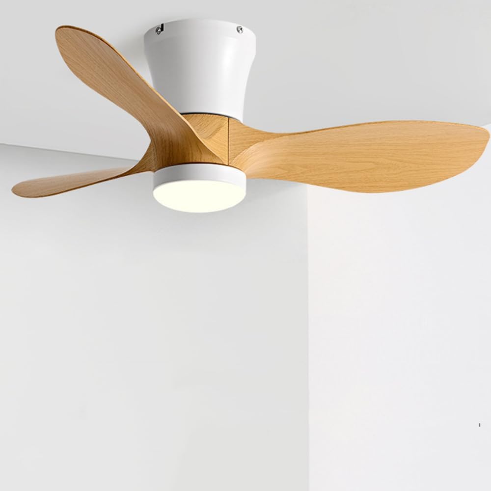 Modern Ceiling Fan With Lights White Ceiling Fans With Remote Control Fans Lights Low Profile Ceiling Fans With LED Lighting 6 Speeds 3 Reversible Blades Ceiling Fans With Lights For Kids Room