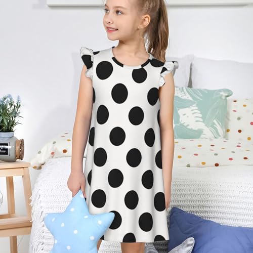 Augenstern Flutter Sleeve Nightgown Pajama Gown Black Polka Dot Easy Pull-On Sleepwear Nightdress4