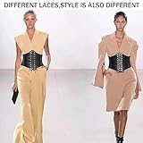 FSTIANXIA Lace-up Waspie Corset Belts,Elastic Wide Band Elastic Tied Retro Wide Waspie Corset Waist Belt for Women (Black) - Image 6