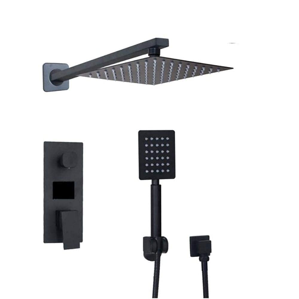 Robinet de douche de 8 pouces à 3 fonctions au design noir mat contemporain