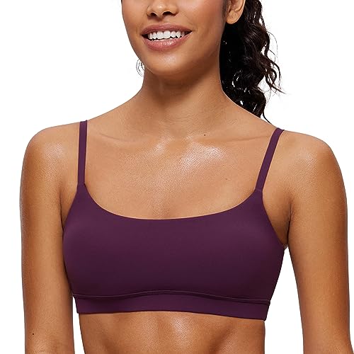Image of CRZ YOGA Butterluxe Scoop Neck Sports Bras | Light Support, Removable Pads, Yoga, Extremely Soft, U Back, Adjustable Spaghetti Straps, for Women