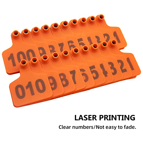 Etiquetas de orelha de gado numeradas 001-100 com alicate, etiqueta de orelha de animal de plástico