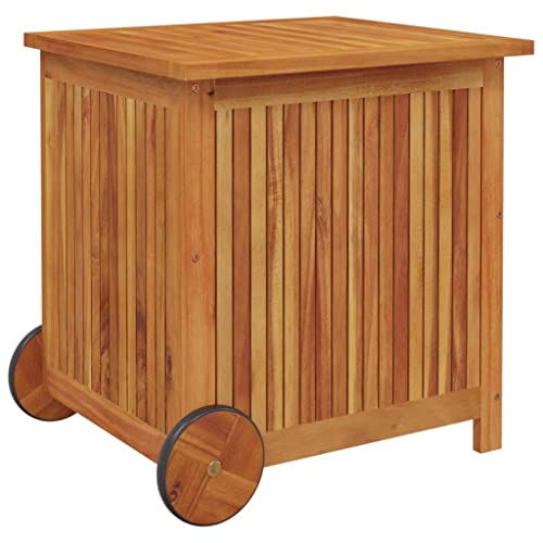 Boîte de rangement d'extérieur avec roulettes, récipient de jardin en bois pour coussins et outils, organisateur polyvalent pour terrasse, piscine, garage, parfait pour une utilisation sur la plage de