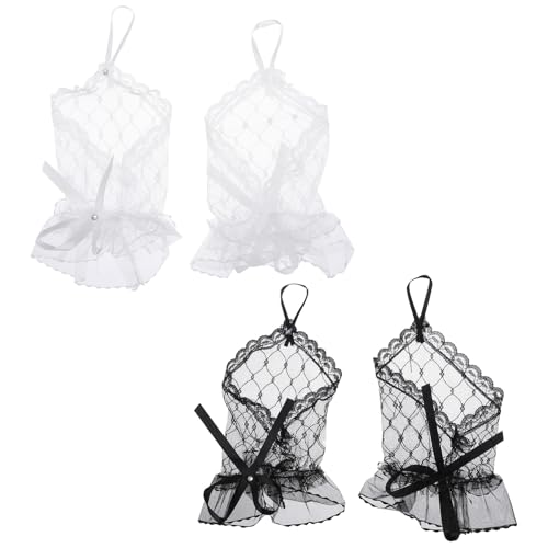 Set of 2 Lace Gloves White Lolita Lace Cuffs Wedding Fingerless Gloves Dress Accessory