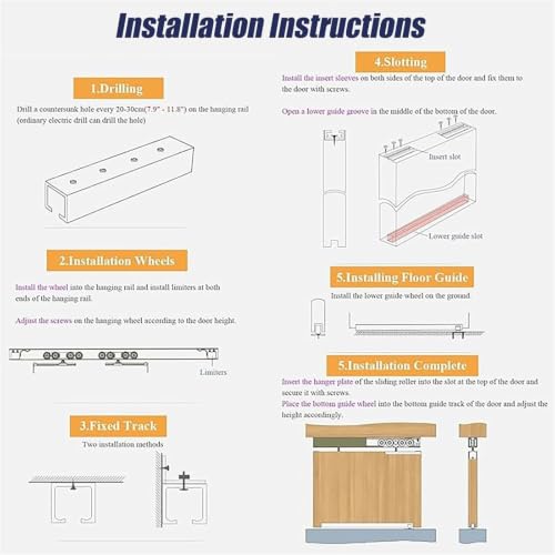 Kit de herrajes y riel de puerta corrediza doble para clóset, para paneles de madera de 3/4" a 9/10" de grosor, riel de aluminio con guía de piso anti-vibración (plata, 2.2 pies/26 pulgadas) miniatura 7