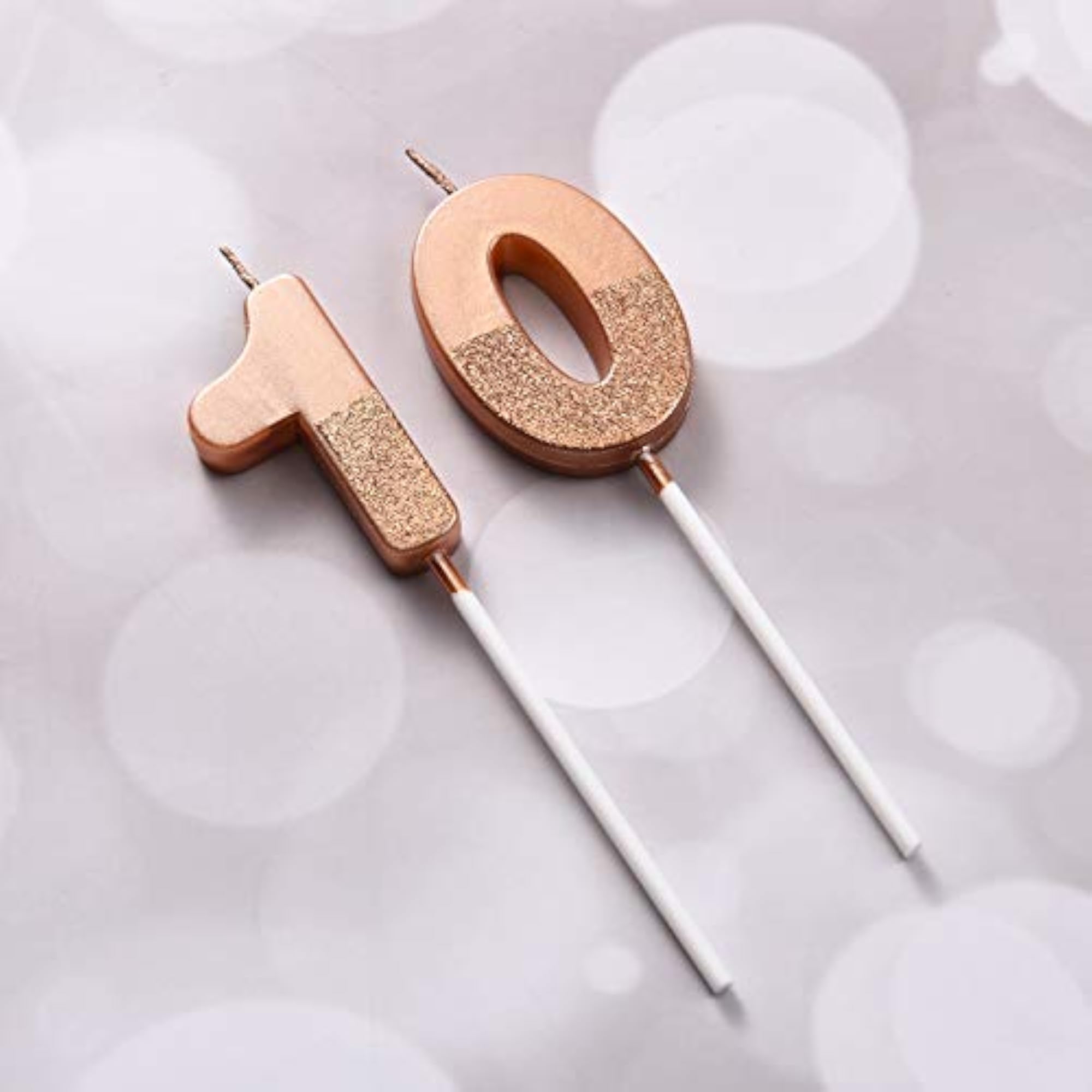10th Birthday Candles Glitter Cake Topper Decoration