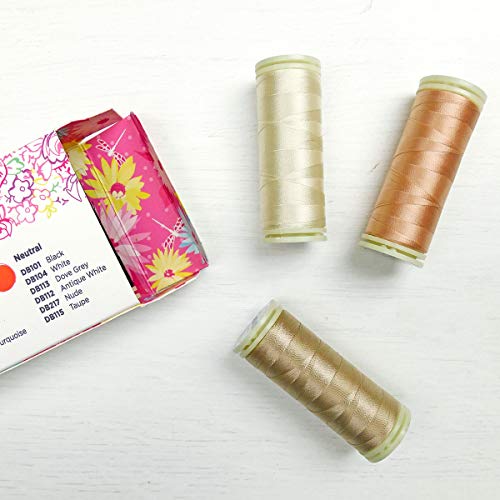 Sue Daley Designs SPB-NEUTRALS Wonderfil Sue Daley Designs Neutrals Specialty Threads, 6 X 273Yd Spools 2-Ply 80Wt Cottonized Soft Polyester Silk-Like Thread Fine Sewing English Paper Piecing Epp Applique Sewing Decobob thumb #2
