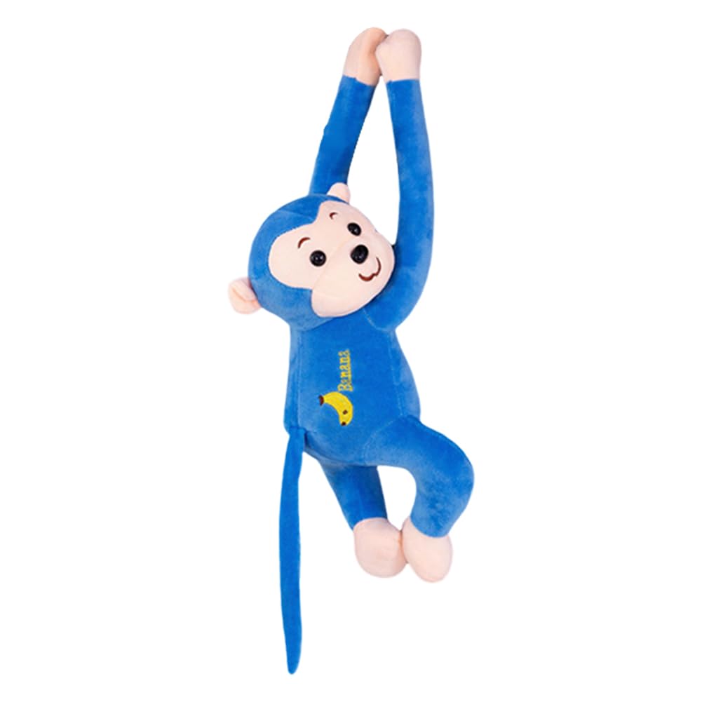 Peluche de mono suave de peluche para niños y adultos, color azul