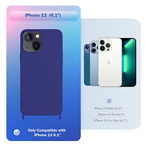 Image of Compatible with iPhone 13 Case Crossbody Phone Case with Lanyard Neck Strap Adjustable Shockproof Drop Protection Silicone Phone Cover for iPhone 13, 6.1'' Klein Blue
