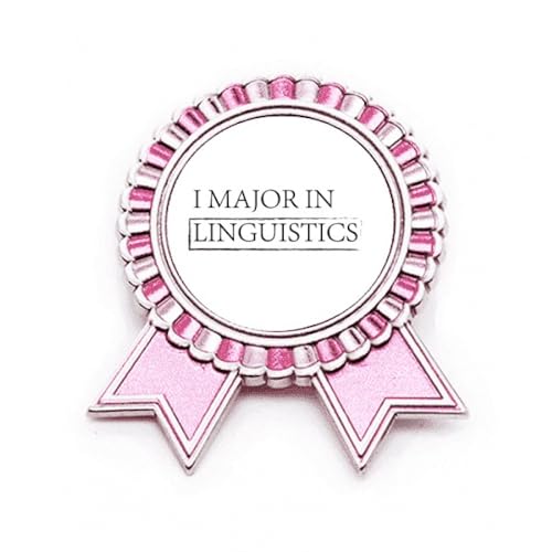 Broche Linguistics rose M en métal pour afficher sa spécialité universitaire