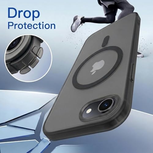 Image of DIZORO Matte Case for iPhone 17e / iPhone 16e Compatible with MagSafe, Camera Lens Full Protection, Shockproof Translucent Frosted TPU Soft Phone Cover, Anti-Fingerprint (Black)