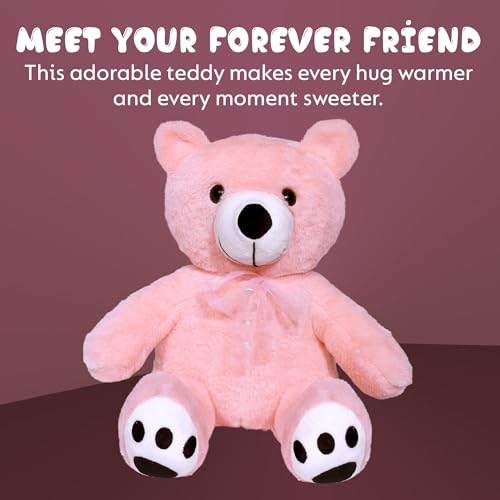 Image of Soft Teddy Bear 20 Inch (50 cm) - Adorable Huggable Plush Toy for Kids, Girls & Couples | Stuffed Animal Gift for Birthday, Valentine's Day & Home Decor Pink Color